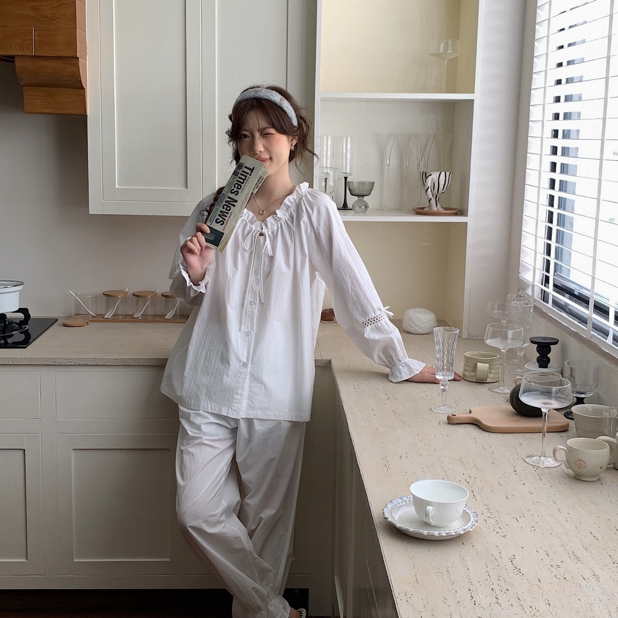 91家纺网 家纺一手货源 找家纺 妍景家居生活馆 2025新款简约抽绳款套装 白色