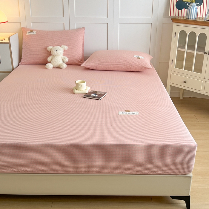 91家纺网 家纺一手货源 找家纺 （总）佳笠家居 2025新款kimi熊全棉色织水洗棉床笠枕套三件套