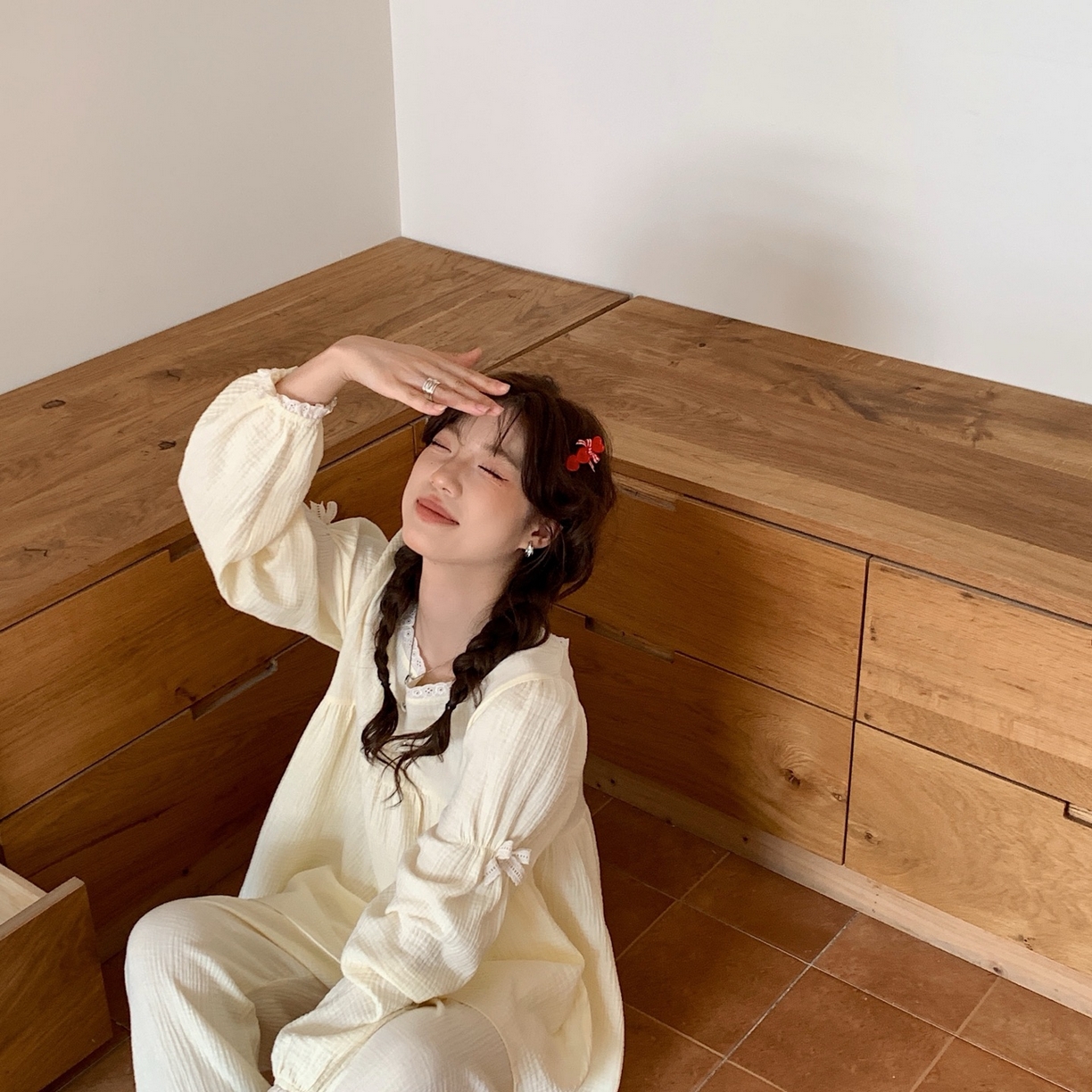 91家纺网 家纺一手货源 找家纺 妍景家居生活馆 2025新款公主风蝴蝶结套装 米黄