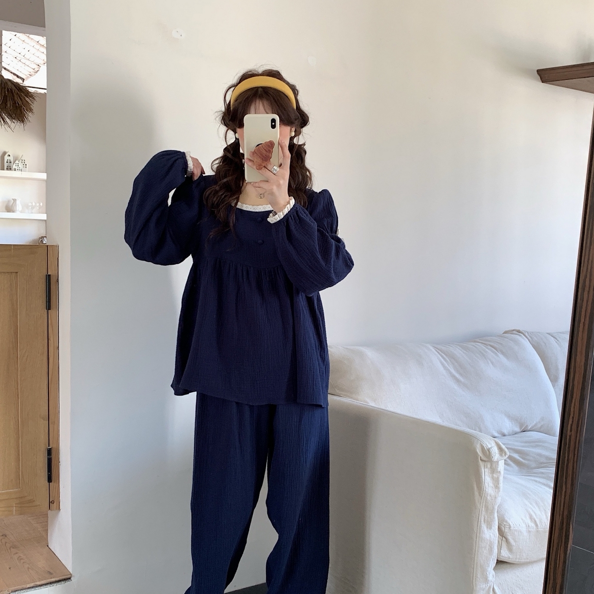 91家纺网 家纺一手货源 找家纺 妍景家居生活馆 2025新款公主风蝴蝶结套装 藏青