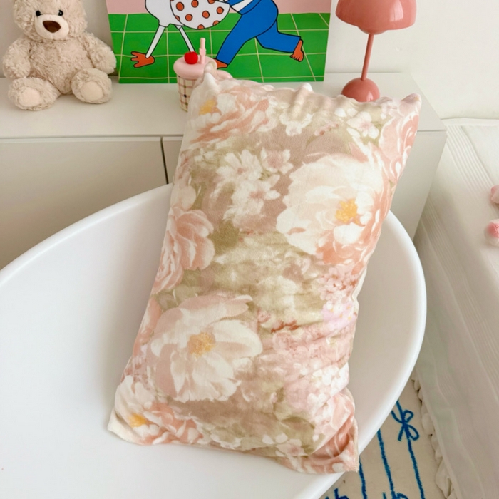 91家纺网 家纺一手货源 找家纺 禧缘家纺（原梦想家）2025新款牛奶绒纯色印花双开口枕套 牡丹倾城