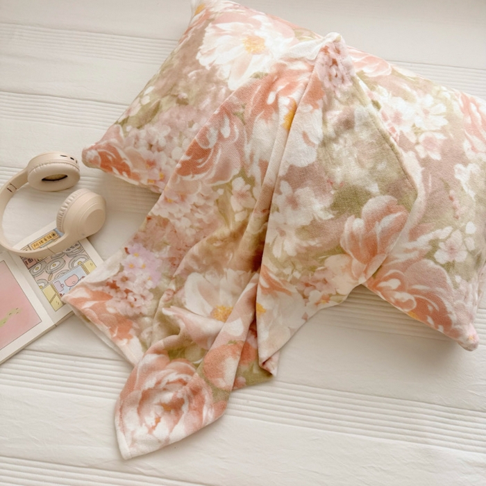 91家纺网 家纺一手货源 找家纺 禧缘家纺（原梦想家）2025新款牛奶绒纯色印花双开口枕套 牡丹倾城