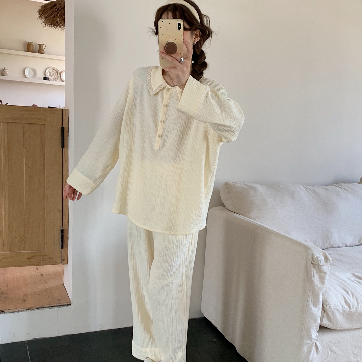 91家纺网 家纺一手货源 找家纺 （总）妍景家居生活馆 2025新款韩系-25153森系娃娃领套装