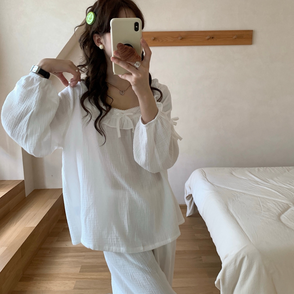 91家纺网 家纺一手货源 找家纺 妍景家居生活馆 2025新款韩系-25155公主宫廷风套装 白色