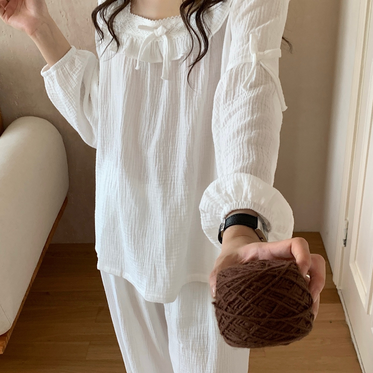 91家纺网 家纺一手货源 找家纺 妍景家居生活馆 2025新款韩系-25155公主宫廷风套装 白色