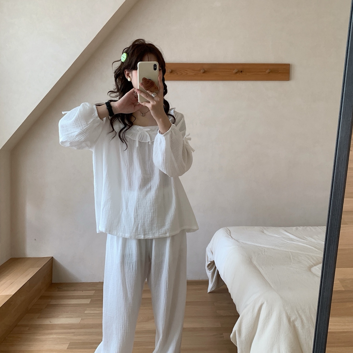 91家纺网 家纺一手货源 找家纺 妍景家居生活馆 2025新款韩系-25155公主宫廷风套装 白色