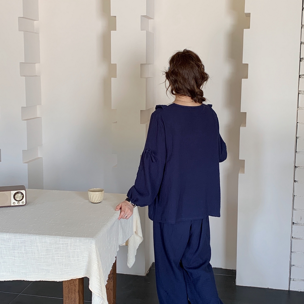 91家纺网 家纺一手货源 找家纺 妍景家居生活馆 2025新款韩系-25155公主宫廷风套装 藏蓝