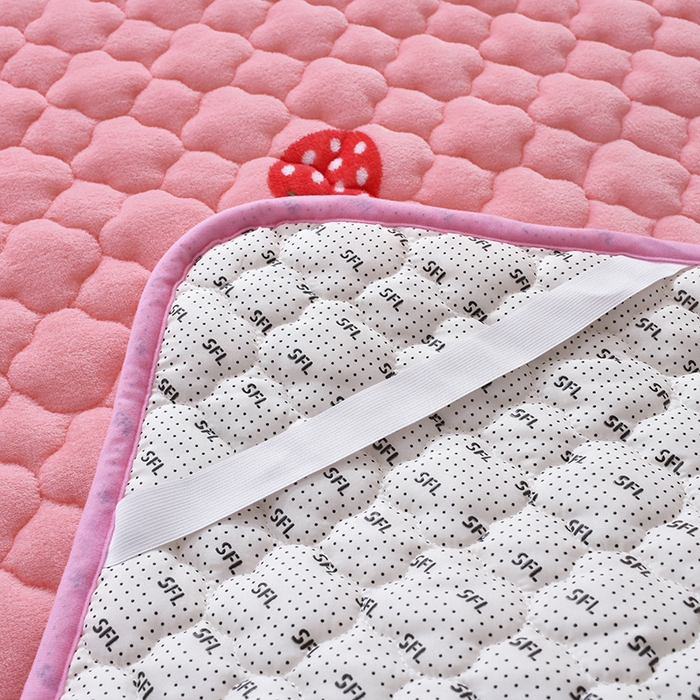 91家纺网 家纺一手货源 找家纺 索弗莱家纺 2025新款全消光牛奶绒学生床垫可水洗机洗床护垫床褥子 草莓