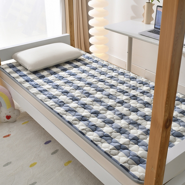 91家纺网 家纺一手货源 找家纺 索弗莱家纺 2025新款全消光牛奶绒学生床垫可水洗机洗床护垫床褥子 灰白格