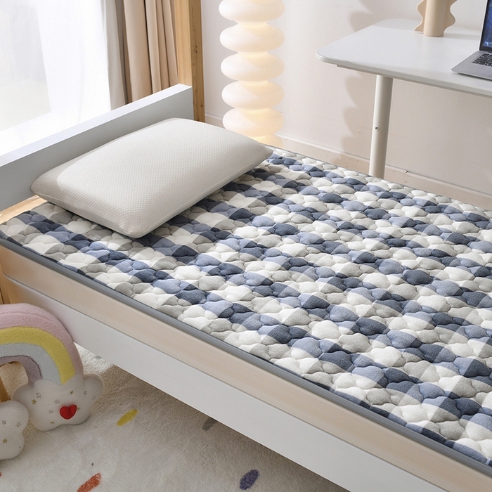 91家纺网 家纺一手货源 找家纺 索弗莱家纺 2025新款全消光牛奶绒学生床垫可水洗机洗床护垫床褥子 灰白格