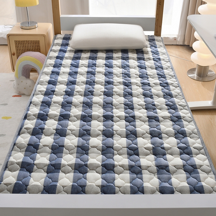 91家纺网 家纺一手货源 找家纺 索弗莱家纺 2025新款全消光牛奶绒学生床垫可水洗机洗床护垫床褥子 灰白格