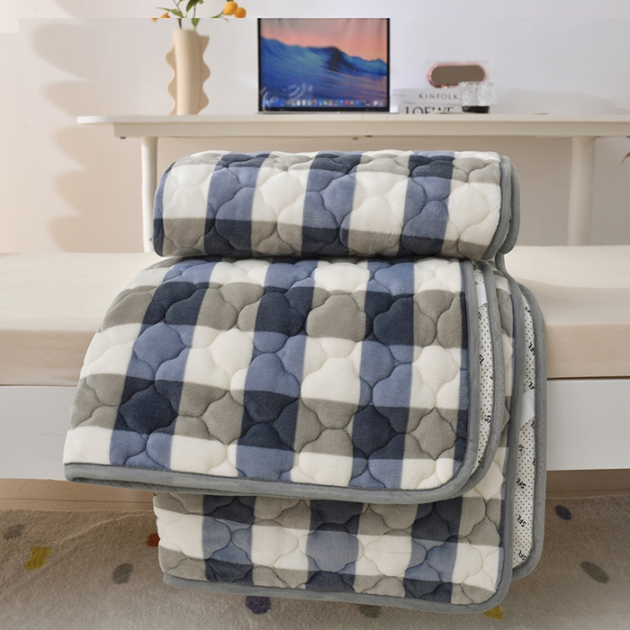 91家纺网 家纺一手货源 找家纺 索弗莱家纺 2025新款全消光牛奶绒学生床垫可水洗机洗床护垫床褥子 灰白格