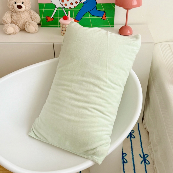 91家纺网 家纺一手货源 找家纺 禧缘家纺（原梦想家）2025新款牛奶绒纯色印花双开口枕套 青绿色