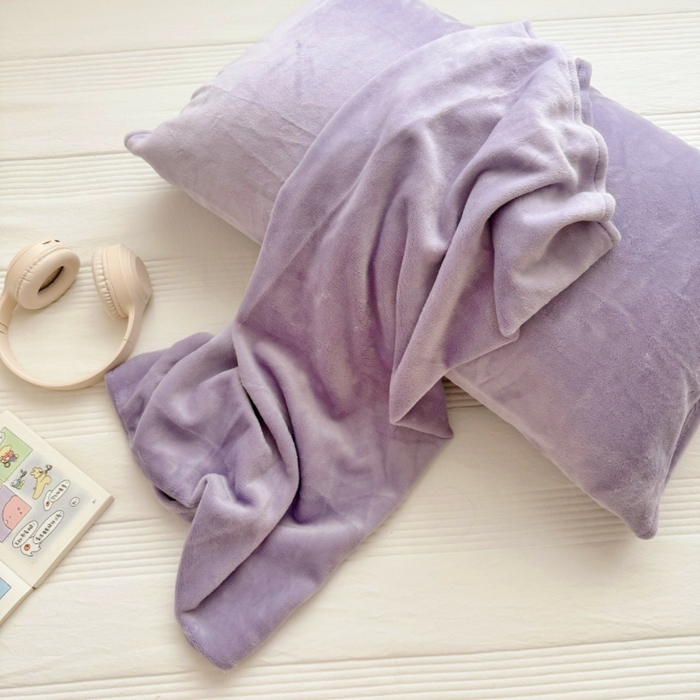 91家纺网 家纺一手货源 找家纺 禧缘家纺（原梦想家）2025新款牛奶绒纯色印花双开口枕套 紫色