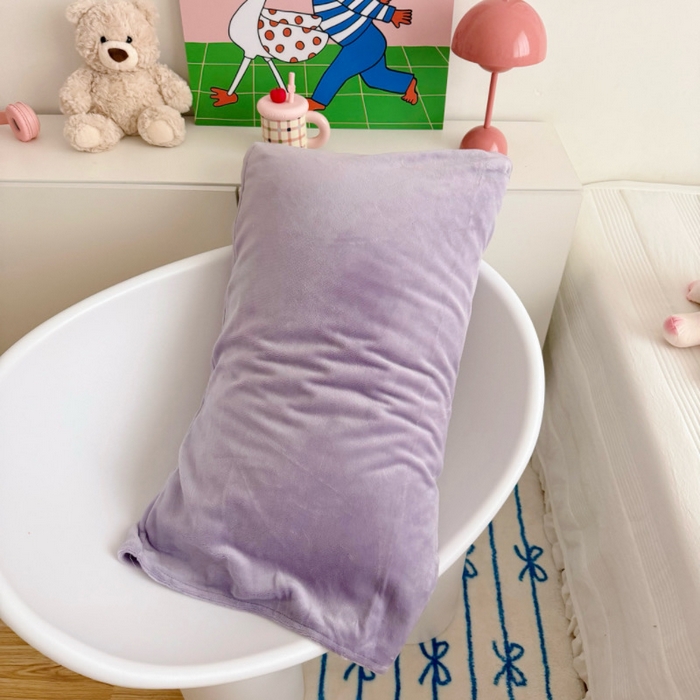 91家纺网 家纺一手货源 找家纺 禧缘家纺（原梦想家）2025新款牛奶绒纯色印花双开口枕套 紫色