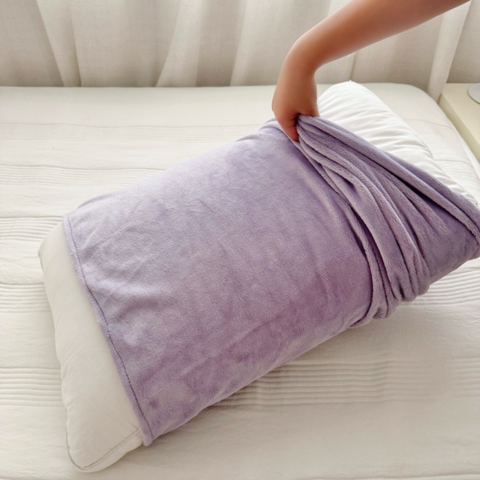 91家纺网 家纺一手货源 找家纺 禧缘家纺（原梦想家）2025新款牛奶绒纯色印花双开口枕套 紫色