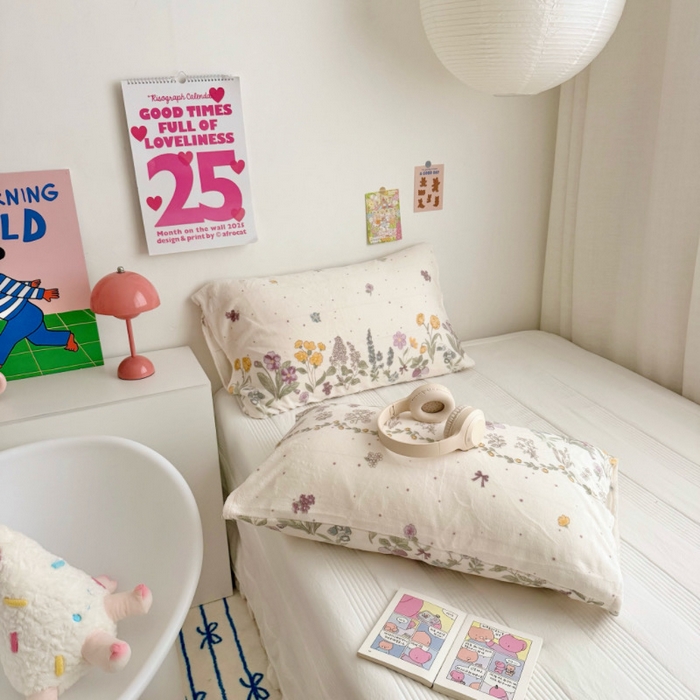 91家纺网 家纺一手货源 找家纺 禧缘家纺（原梦想家）2025新款牛奶绒纯色印花双开口枕套 紫色薰衣草