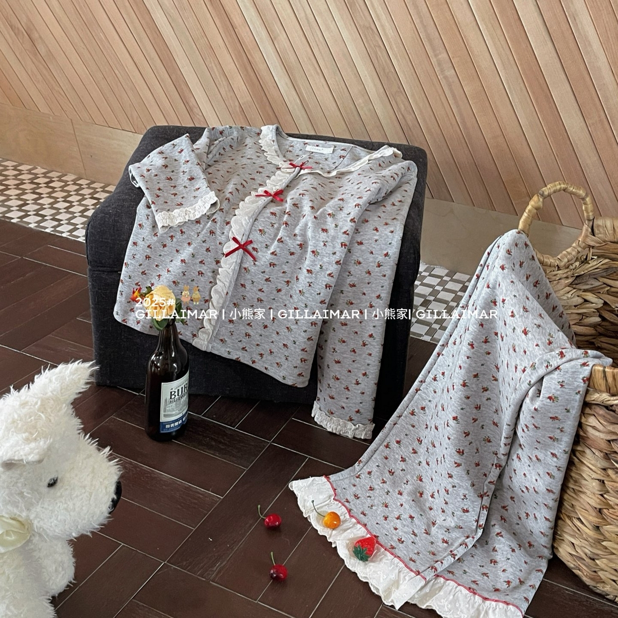 91家纺网 家纺一手货源 找家纺 （总）妍景家居生活馆 2025新款小熊家-小红花开衫款