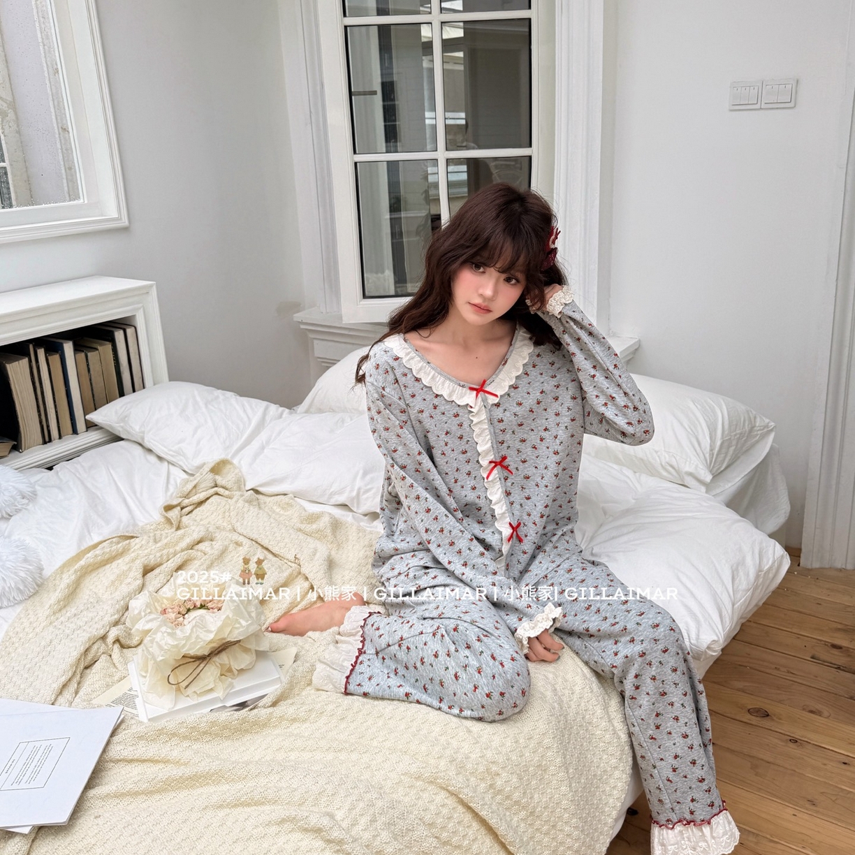 91家纺网 家纺一手货源 找家纺 （总）妍景家居生活馆 2025新款小熊家-小红花开衫款