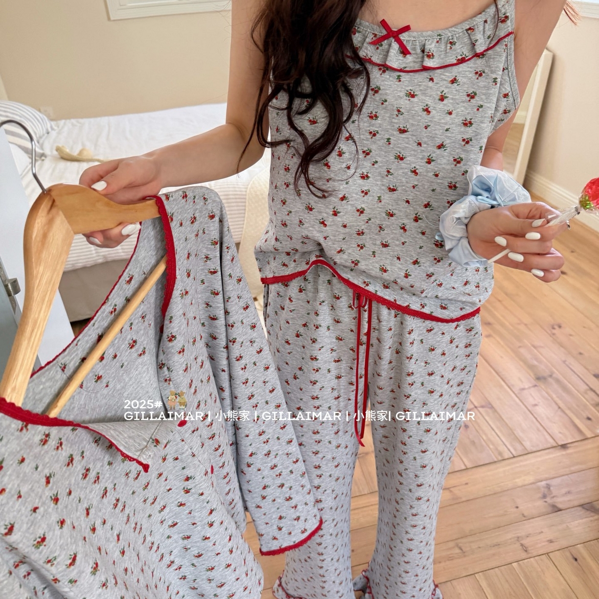 91家纺网 家纺一手货源 找家纺 （总）妍景家居生活馆 2025新款小熊家-小红花三件套