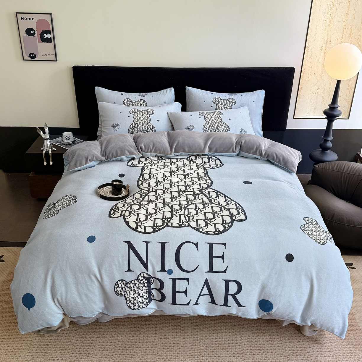 摩卡（乐趣） 2025新款牛奶绒大版数码印花四件套（提供买家秀） 萌迪