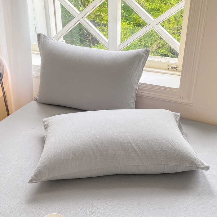 91家纺网 家纺一手货源 找家纺 朵朵家纺 2025新款云感提花双层纱纯色单床单被单（可定做尺寸） 浅灰