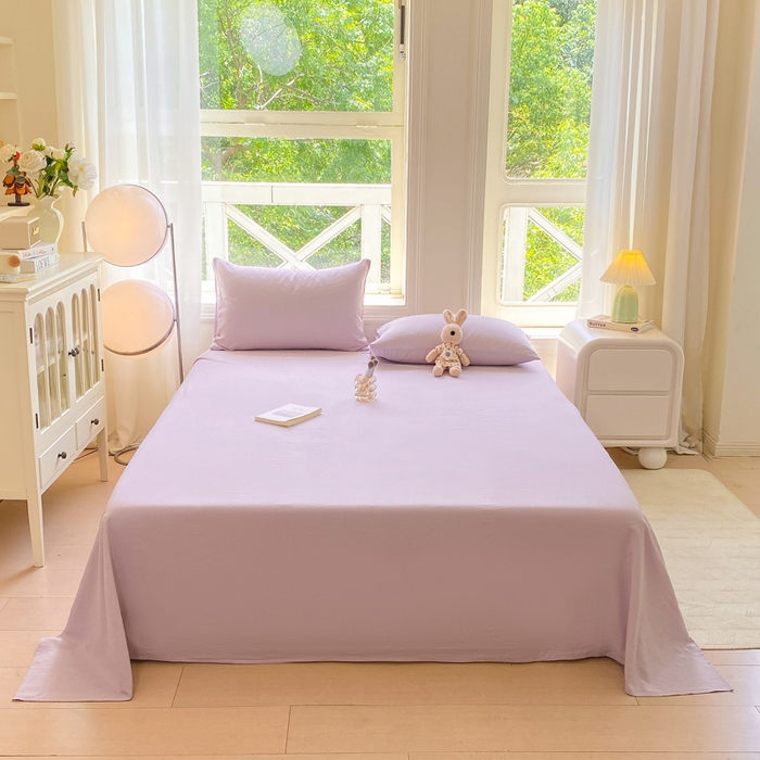 朵朵家纺 2025新款云感提花双层纱纯色单床单被单（可定做尺寸） 香芋紫