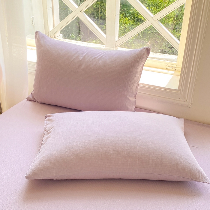 91家纺网 家纺一手货源 找家纺 朵朵家纺 2025新款云感提花双层纱纯色单床单被单（可定做尺寸） 香芋紫