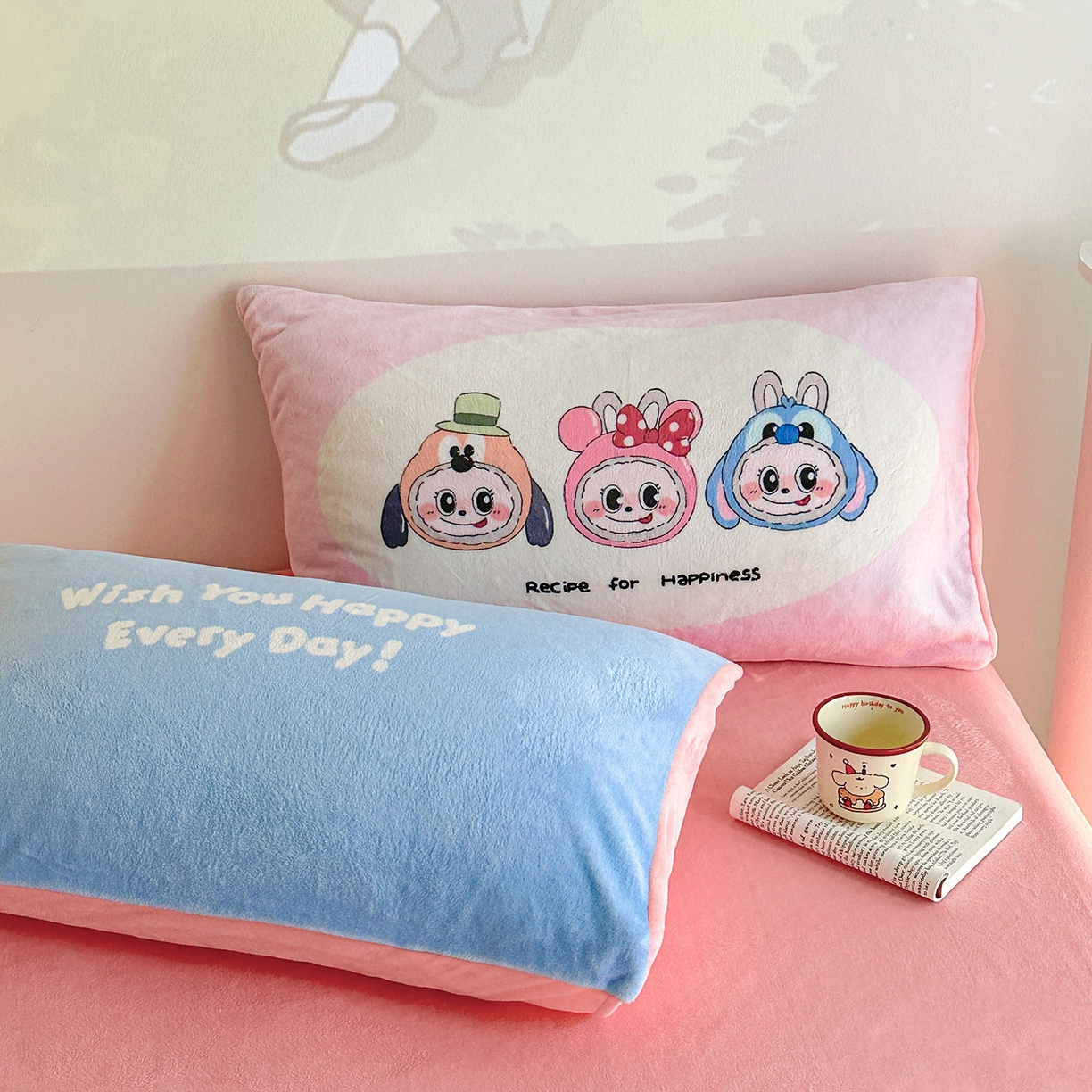 91家纺网 家纺一手货源 找家纺 安哆啦家纺 2025新款A类加厚200克牛奶绒印花卡通四件套 多彩拉布