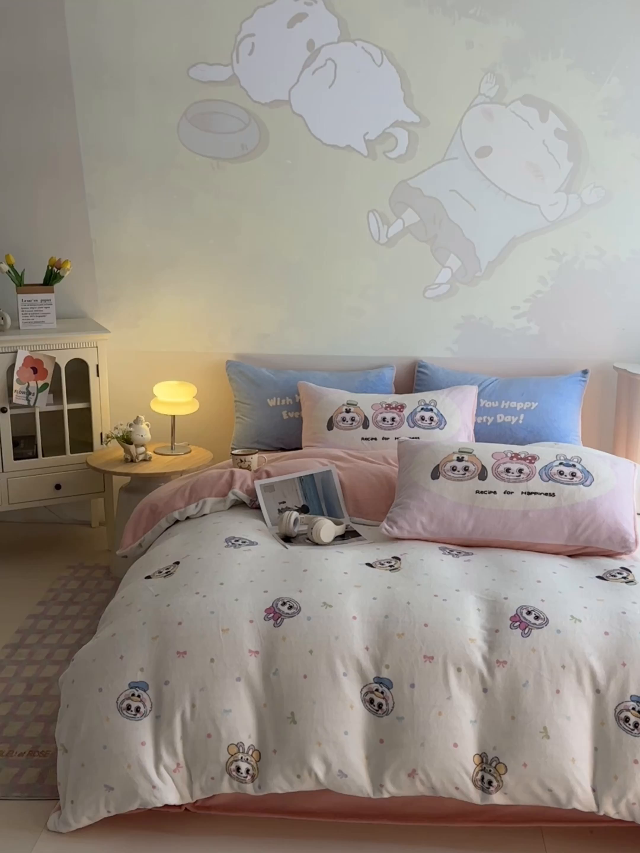 91家纺网 家纺一手货源 找家纺 安哆啦家纺 2025新款A类加厚200克牛奶绒印花卡通四件套 多彩拉布