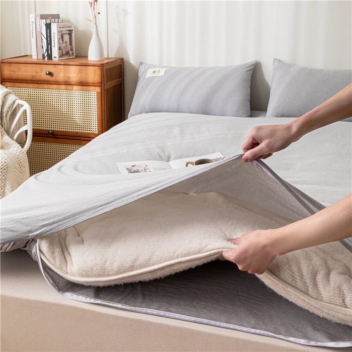 91家纺网 家纺一手货源 找家纺 悠米悠家 2025新款新疆长绒棉可拆洗棉花夹棉床褥垫成人款 灰色