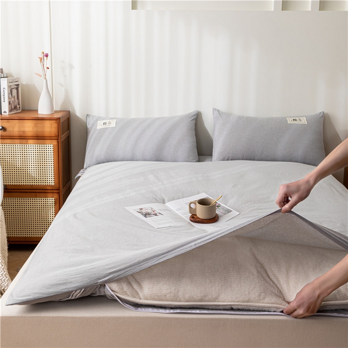 91家纺网 家纺一手货源 找家纺 悠米悠家 2025新款新疆长绒棉可拆洗棉花夹棉床褥垫成人款 灰色