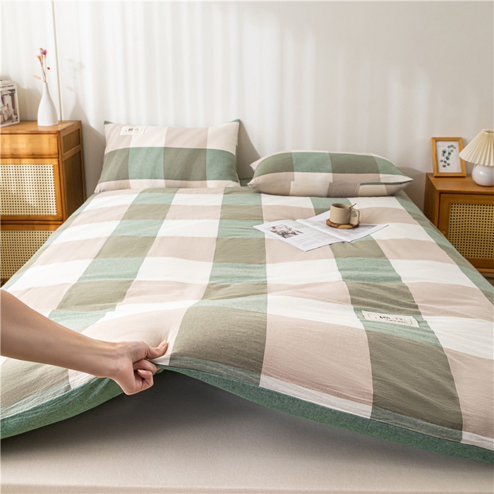 91家纺网 家纺一手货源 找家纺 悠米悠家 2025新款新疆长绒棉可拆洗棉花夹棉床褥垫成人款 极简绿格