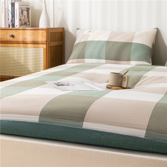 91家纺网 家纺一手货源 找家纺 悠米悠家 2025新款新疆长绒棉可拆洗棉花夹棉床褥垫成人款 极简绿格