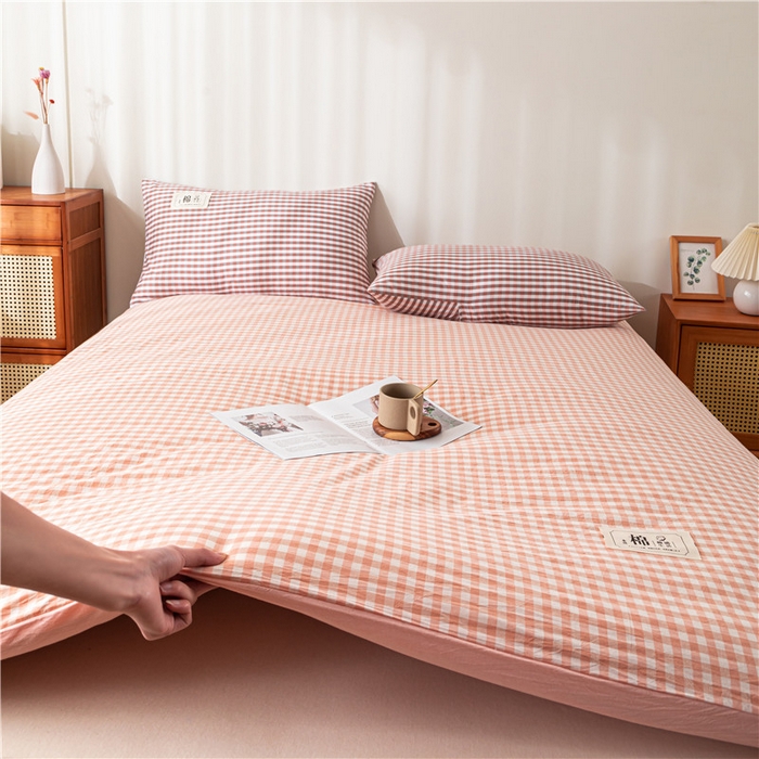 91家纺网 家纺一手货源 找家纺 悠米悠家 2025新款新疆长绒棉可拆洗棉花夹棉床褥垫成人款 橘色小格