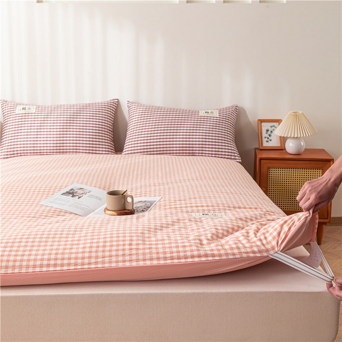 91家纺网 家纺一手货源 找家纺 悠米悠家 2025新款新疆长绒棉可拆洗棉花夹棉床褥垫成人款 橘色小格