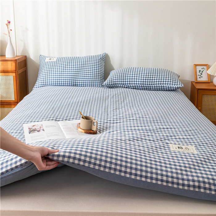 91家纺网 家纺一手货源 找家纺 悠米悠家 2025新款新疆长绒棉可拆洗棉花夹棉床褥垫成人款 蓝小格