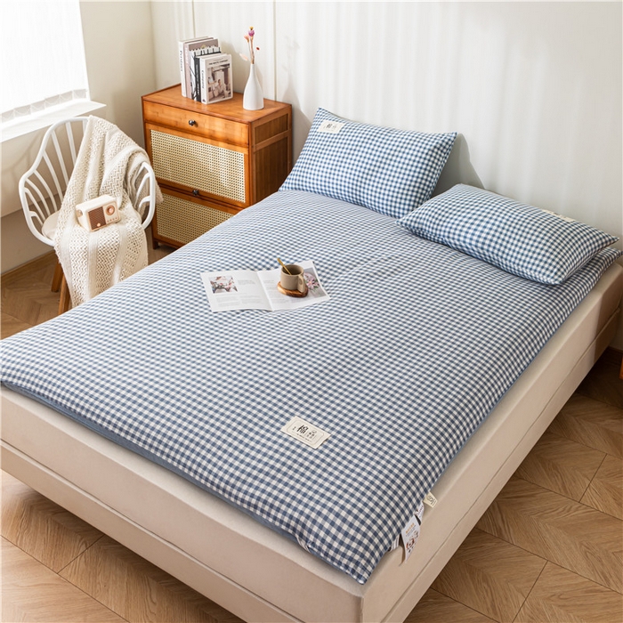 91家纺网 家纺一手货源 找家纺 悠米悠家 2025新款新疆长绒棉可拆洗棉花夹棉床褥垫成人款 蓝小格