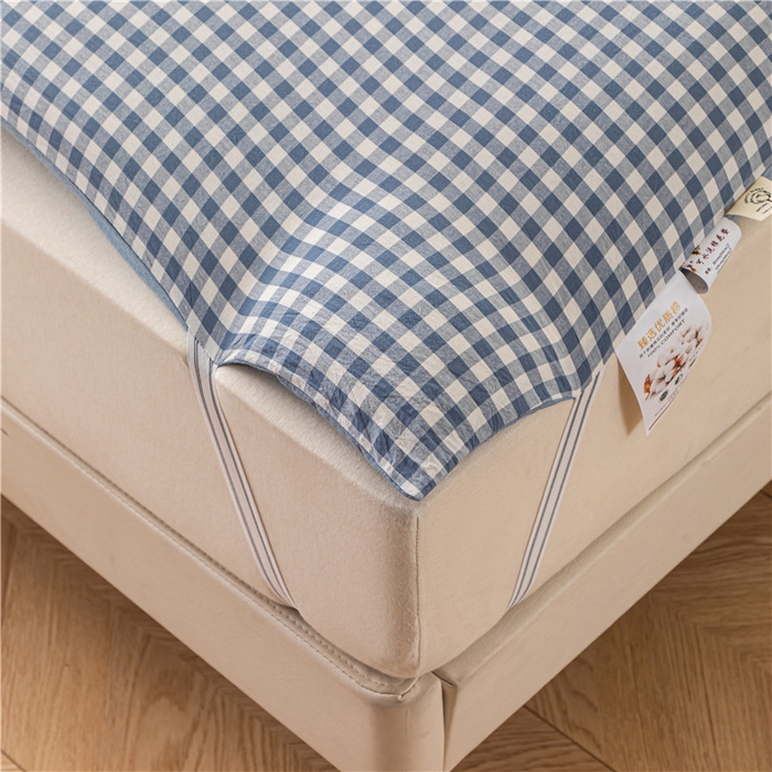 91家纺网 家纺一手货源 找家纺 悠米悠家 2025新款新疆长绒棉可拆洗棉花夹棉床褥垫成人款 蓝小格