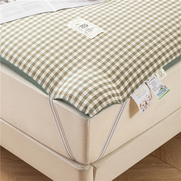 91家纺网 家纺一手货源 找家纺 悠米悠家 2025新款新疆长绒棉可拆洗棉花夹棉床褥垫成人款 墨绿小格