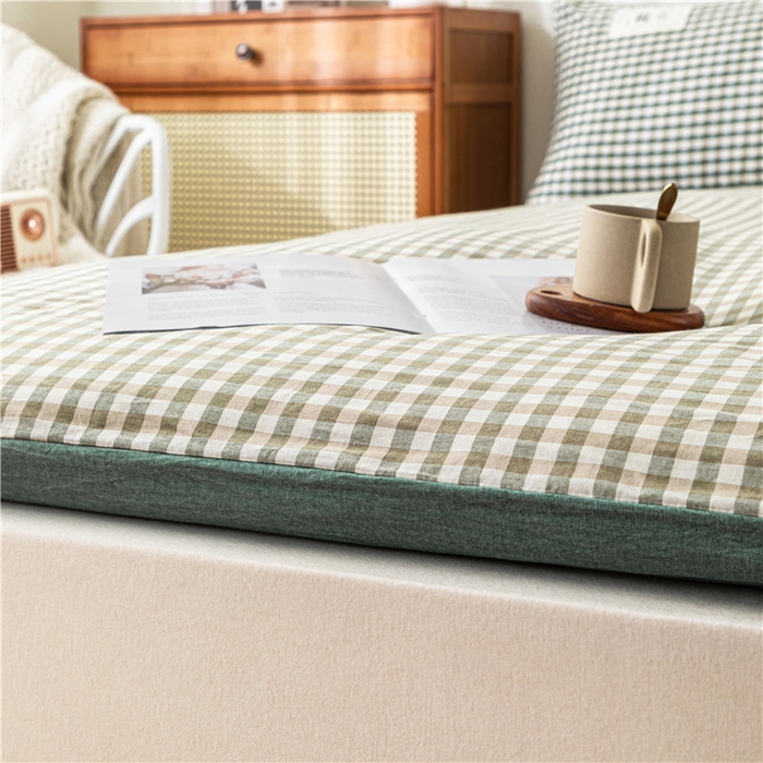 91家纺网 家纺一手货源 找家纺 悠米悠家 2025新款新疆长绒棉可拆洗棉花夹棉床褥垫成人款 墨绿小格