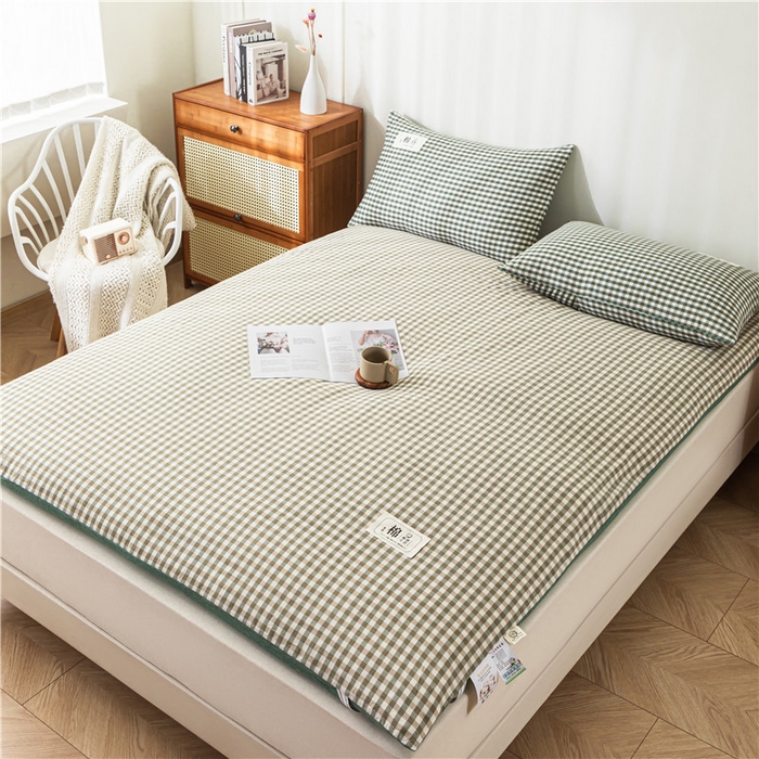 91家纺网 家纺一手货源 找家纺 悠米悠家 2025新款新疆长绒棉可拆洗棉花夹棉床褥垫成人款 墨绿小格