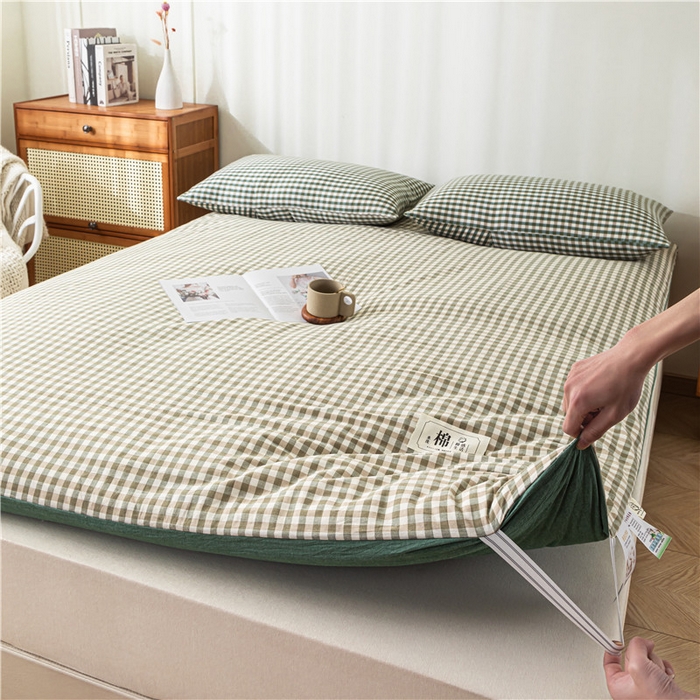 91家纺网 家纺一手货源 找家纺 悠米悠家 2025新款新疆长绒棉可拆洗棉花夹棉床褥垫成人款 墨绿小格