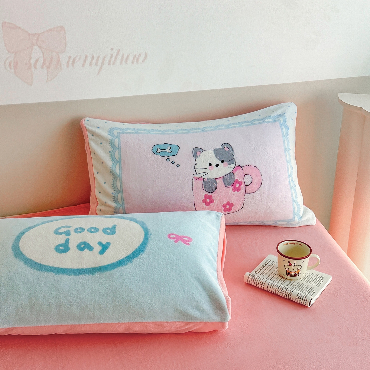 91家纺网 家纺一手货源 找家纺 安哆啦家纺 2025新款A类加厚200克牛奶绒印花卡通四件套 休闲一刻