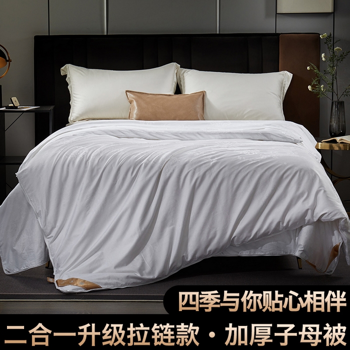 群鹿蚕丝羽绒馆 【榨蚕丝填充包过质检】2025新款拉链升级款蚕丝二合一加厚子母被被子被芯 白