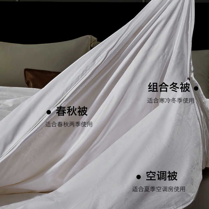 91家纺网 家纺一手货源 找家纺 群鹿蚕丝羽绒馆 【榨蚕丝填充包过质检】2025新款拉链升级款蚕丝二合一加厚子母被被子被芯 白