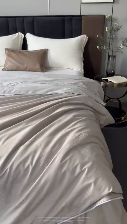 91家纺网 家纺一手货源 找家纺 群鹿蚕丝羽绒馆 【榨蚕丝填充包过质检】2025新款拉链升级款蚕丝二合一加厚子母被被子被芯 灰