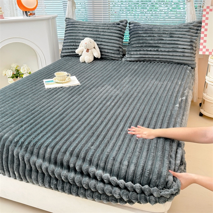 91家纺网 家纺一手货源 找家纺 （总）馨乐家纺 2025新款A类300g兔毛抽条床笠