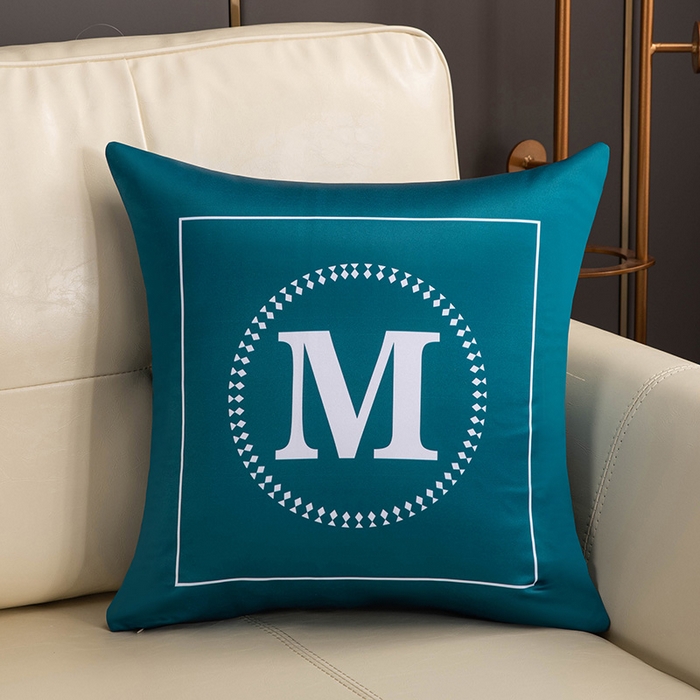 新奇异 2025新款马仕仿真丝抱枕（支持定制）FA深绿字母