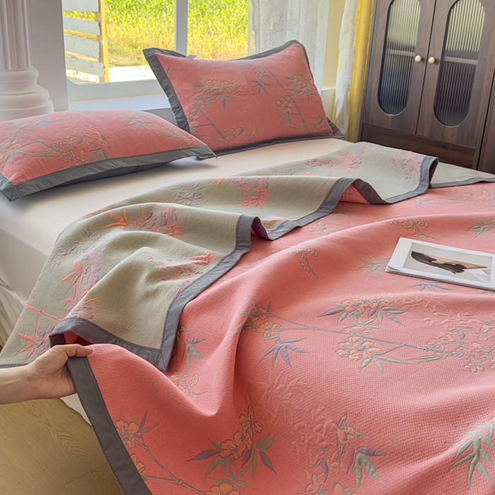 91家纺网 家纺一手货源 找家纺 七七家纺 2025新款新疆长绒棉盖毯 竹韵松声